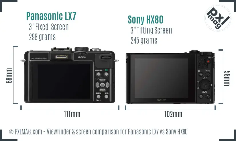 Panasonic LX7 vs Sony HX80 Screen and Viewfinder comparison