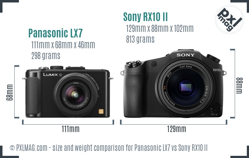 Panasonic LX7 vs Sony RX10 II size comparison