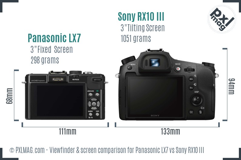 Panasonic LX7 vs Sony RX10 III Screen and Viewfinder comparison