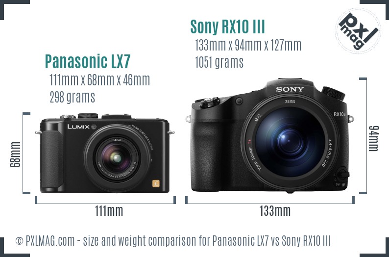 Panasonic LX7 vs Sony RX10 III size comparison