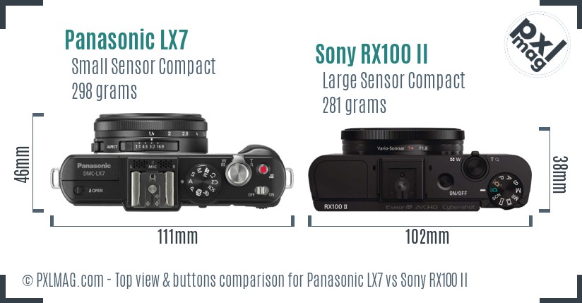 Panasonic LX7 vs Sony RX100 II top view buttons comparison