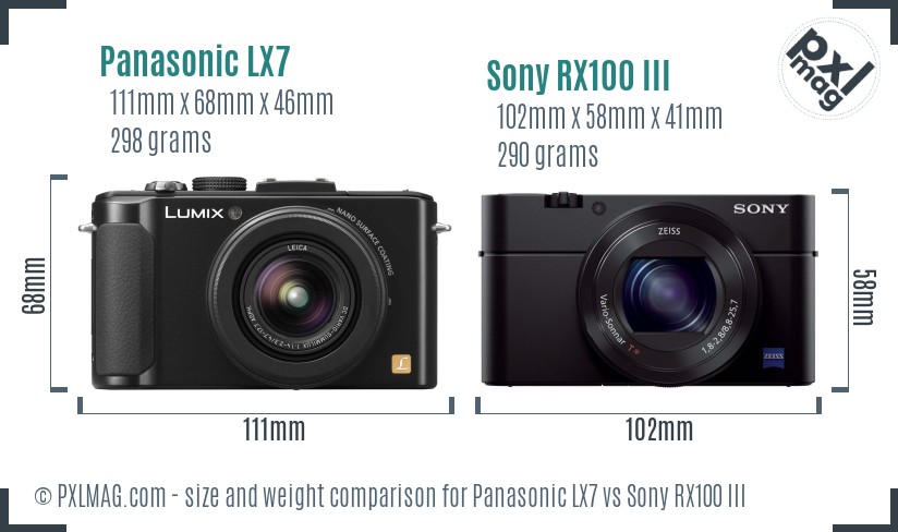 Panasonic LX7 vs Sony RX100 III size comparison