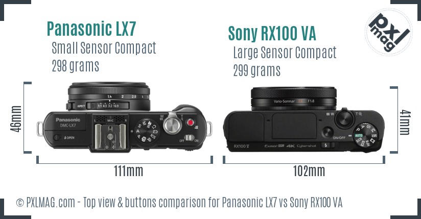 Panasonic LX7 vs Sony RX100 VA top view buttons comparison