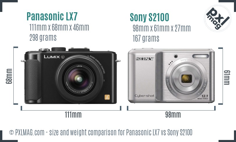 Panasonic LX7 vs Sony S2100 size comparison
