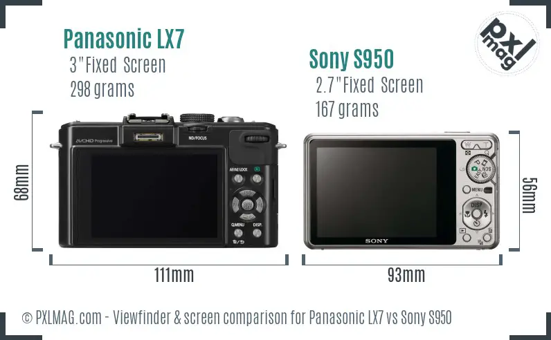 Panasonic LX7 vs Sony S950 Screen and Viewfinder comparison Panasonic LX7 vs Sony S950 Screen and Viewfinder comparison