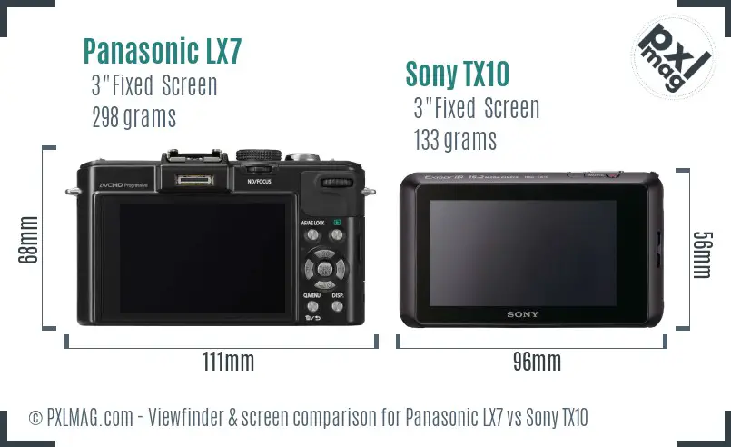 Panasonic LX7 vs Sony TX10 Screen and Viewfinder comparison