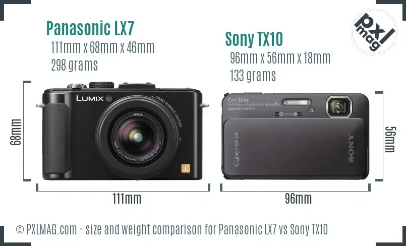 Panasonic LX7 vs Sony TX10 size comparison