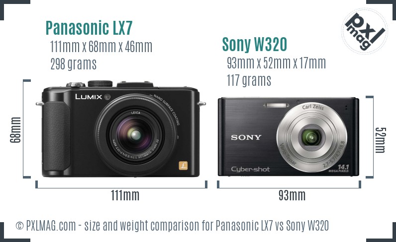 Panasonic LX7 vs Sony W320 size comparison