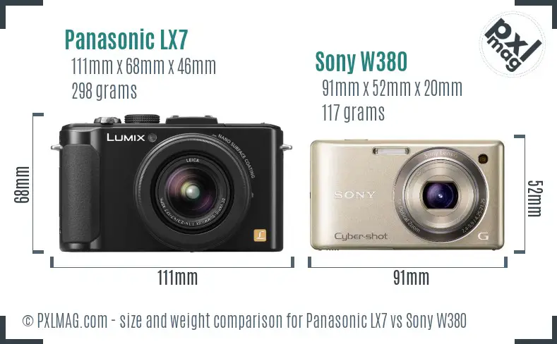Panasonic LX7 vs Sony W380 size comparison Panasonic LX7 vs Sony W380 size comparison