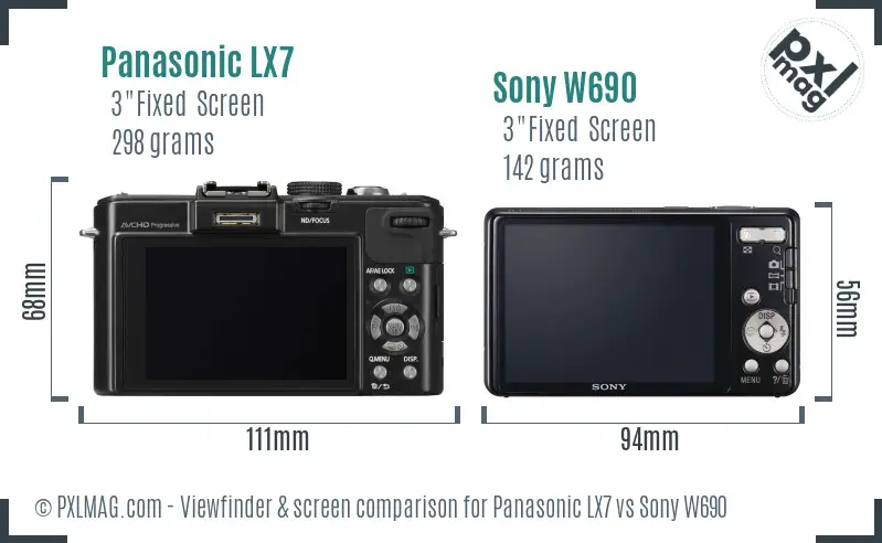 Panasonic LX7 vs Sony W690 Screen and Viewfinder comparison