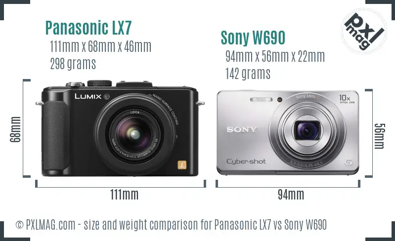 Panasonic LX7 vs Sony W690 size comparison