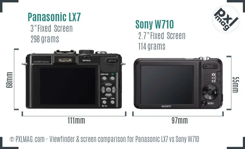 Panasonic LX7 vs Sony W710 Screen and Viewfinder comparison