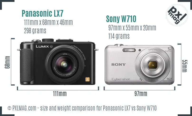 Panasonic LX7 vs Sony W710 size comparison