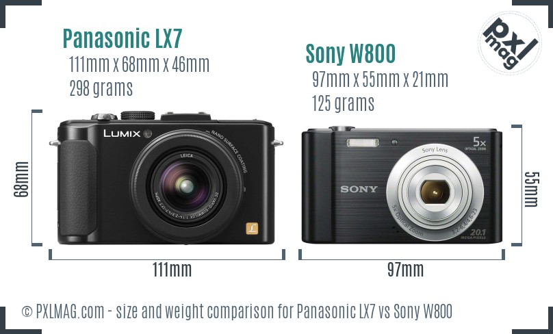 Panasonic LX7 vs Sony W800 size comparison
