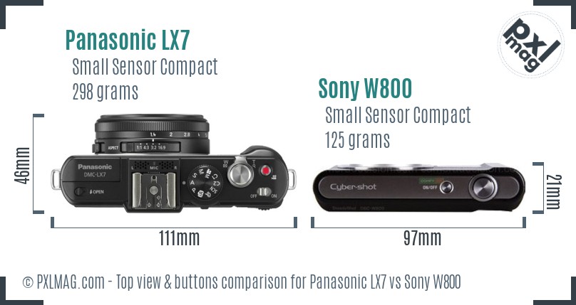 Panasonic LX7 vs Sony W800 top view buttons comparison