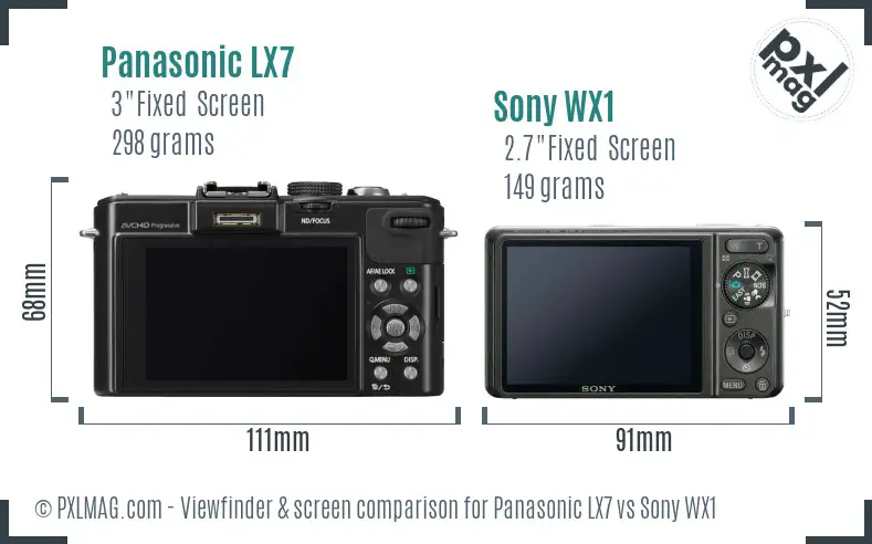 Panasonic LX7 vs Sony WX1 Screen and Viewfinder comparison Panasonic LX7 vs Sony WX1 Screen and Viewfinder comparison