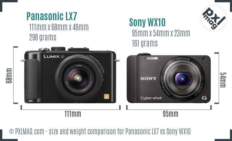 Panasonic LX7 vs Sony WX10 size comparison