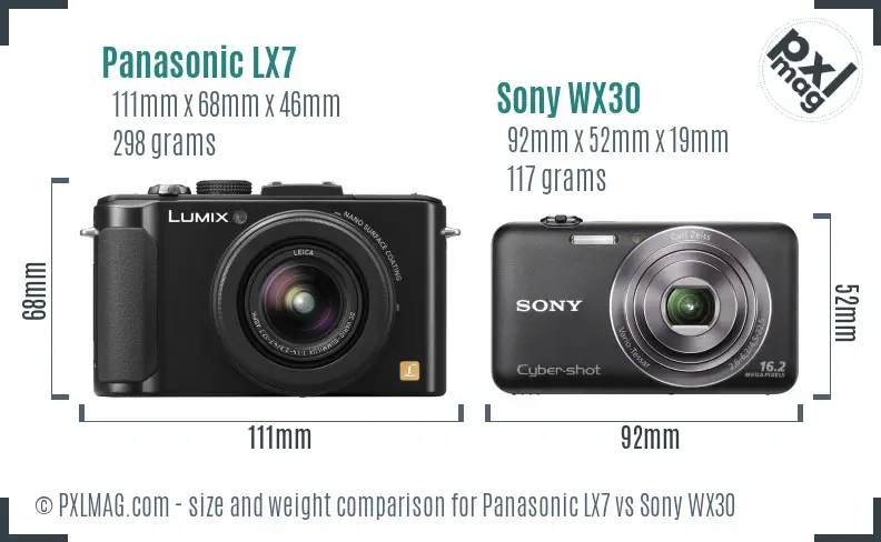 Panasonic LX7 vs Sony WX30 size comparison Panasonic LX7 vs Sony WX30 size comparison