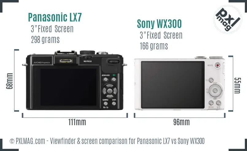 Panasonic LX7 vs Sony WX300 Screen and Viewfinder comparison Panasonic LX7 vs Sony WX300 Screen and Viewfinder comparison