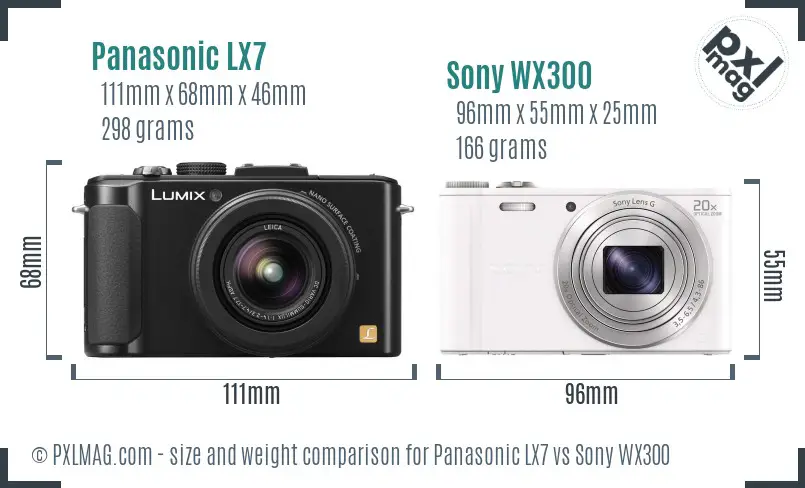 Panasonic LX7 vs Sony WX300 size comparison Panasonic LX7 vs Sony WX300 size comparison