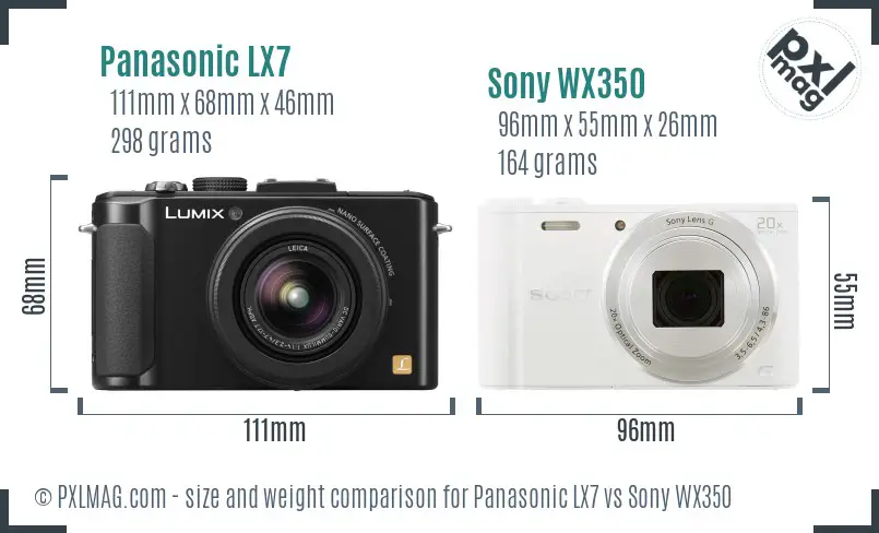 Panasonic LX7 vs Sony WX350 size comparison