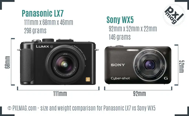 Panasonic LX7 vs Sony WX5 size comparison