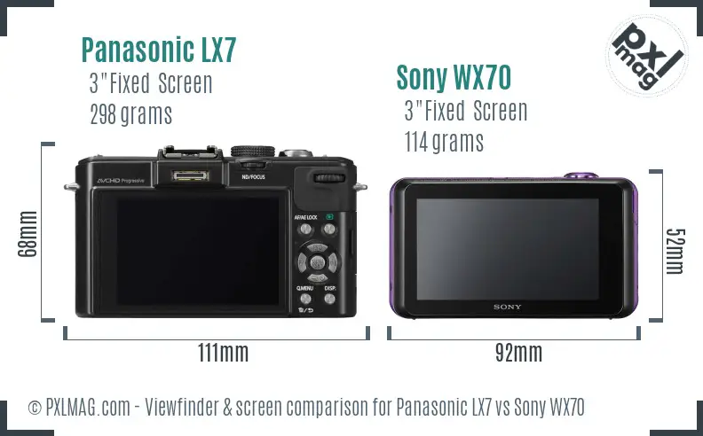 Panasonic LX7 vs Sony WX70 Screen and Viewfinder comparison Panasonic LX7 vs Sony WX70 Screen and Viewfinder comparison