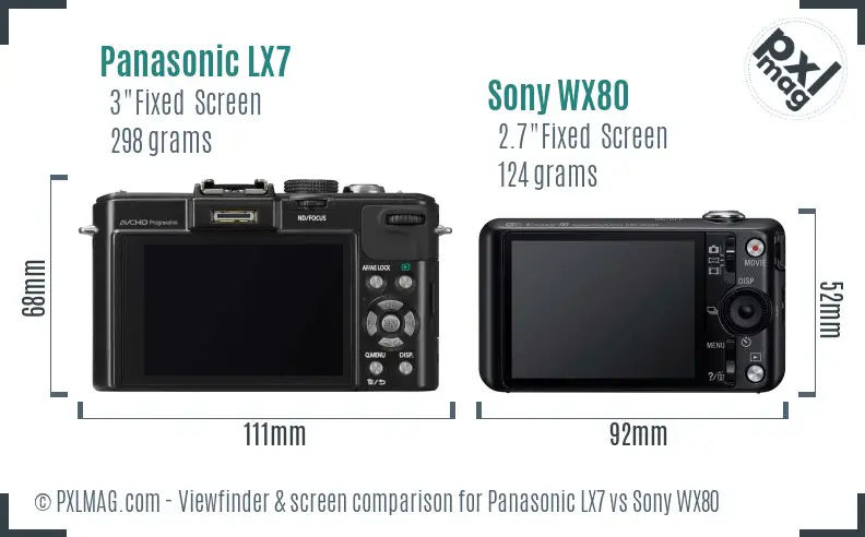 Panasonic LX7 vs Sony WX80 Screen and Viewfinder comparison Panasonic LX7 vs Sony WX80 Screen and Viewfinder comparison