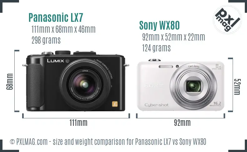 Panasonic LX7 vs Sony WX80 size comparison Panasonic LX7 vs Sony WX80 size comparison