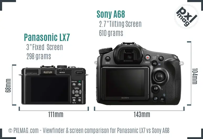 Panasonic LX7 vs Sony A68 Screen and Viewfinder comparison