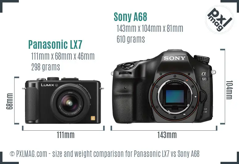 Panasonic LX7 vs Sony A68 size comparison