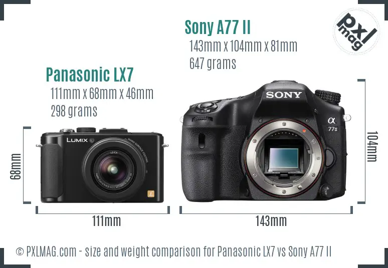 Panasonic LX7 vs Sony A77 II size comparison
