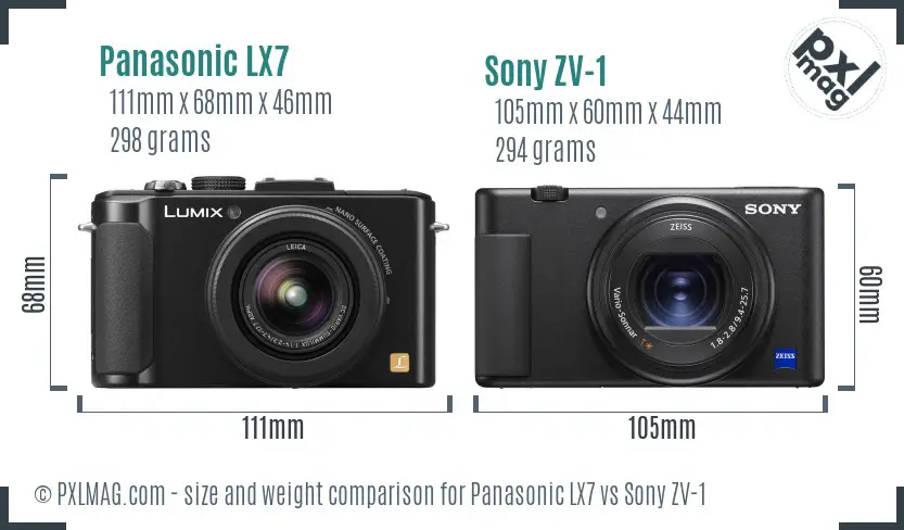 Panasonic LX7 vs Sony ZV-1 size comparison