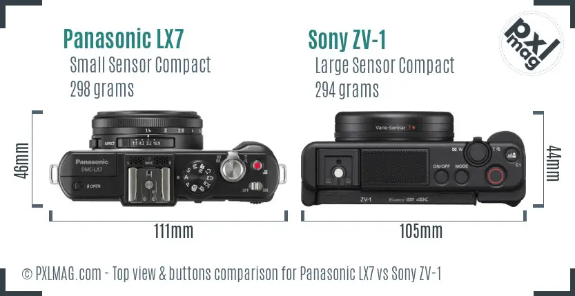 Panasonic LX7 vs Sony ZV-1 top view buttons comparison