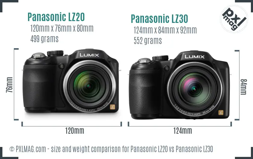 Panasonic LZ20 vs Panasonic LZ30 size comparison