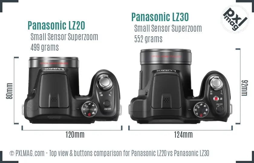 Panasonic LZ20 vs Panasonic LZ30 top view buttons comparison
