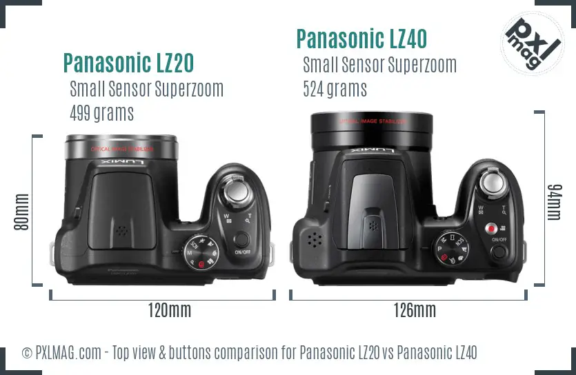 Panasonic LZ20 vs Panasonic LZ40 top view buttons comparison