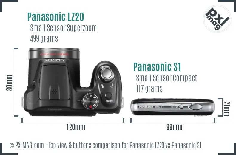 Panasonic LZ20 vs Panasonic S1 top view buttons comparison