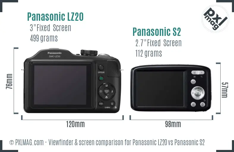 Panasonic LZ20 vs Panasonic S2 Screen and Viewfinder comparison