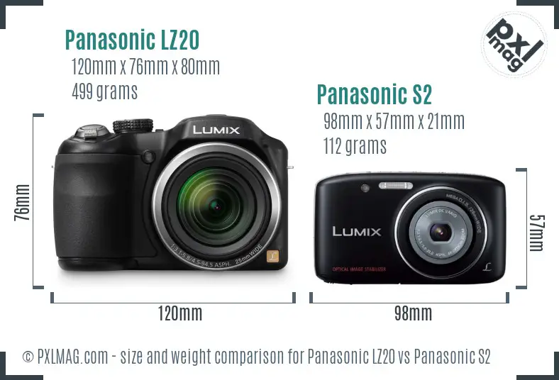 Panasonic LZ20 vs Panasonic S2 size comparison