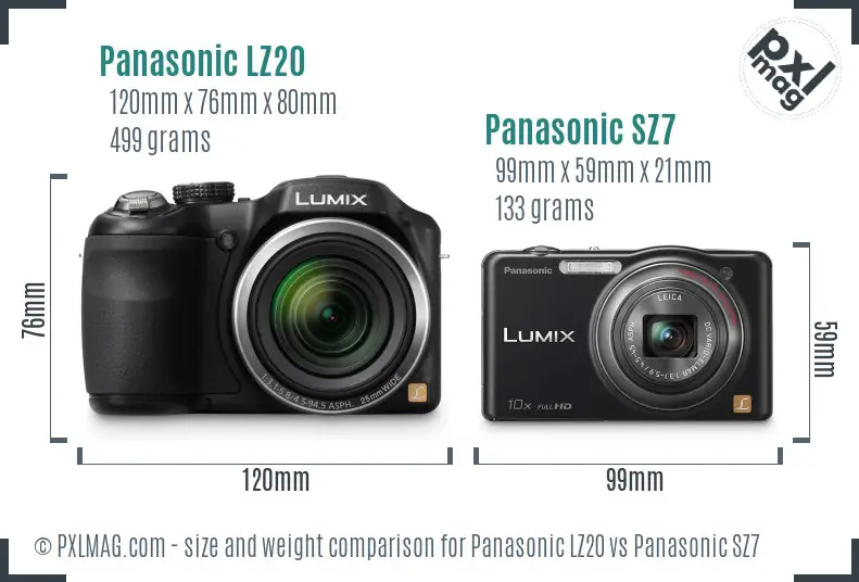 Panasonic LZ20 vs Panasonic SZ7 size comparison