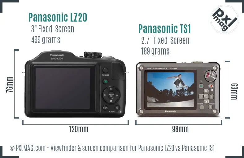 Panasonic LZ20 vs Panasonic TS1 Screen and Viewfinder comparison