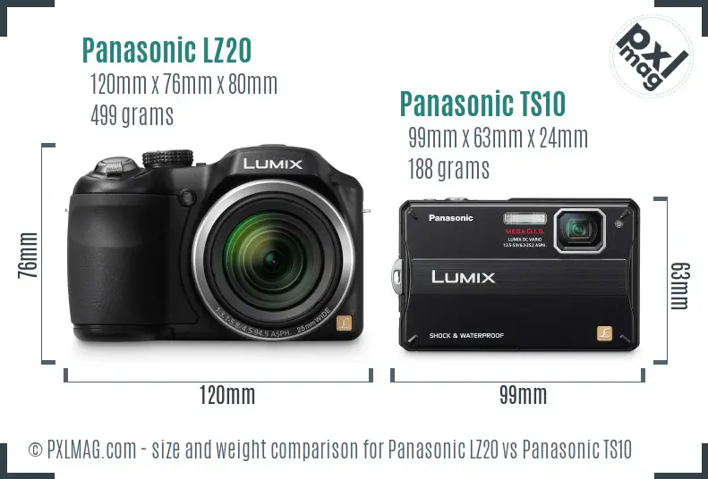 Panasonic LZ20 vs Panasonic TS10 size comparison