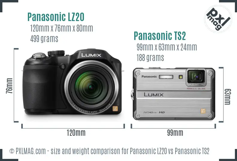 Panasonic LZ20 vs Panasonic TS2 size comparison
