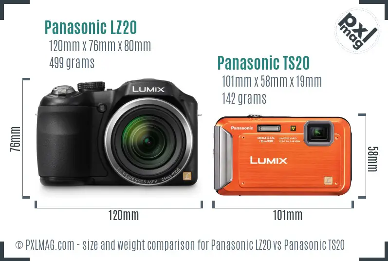 Panasonic LZ20 vs Panasonic TS20 size comparison