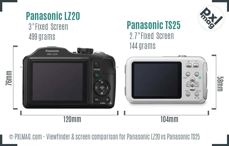 Panasonic LZ20 vs Panasonic TS25 Screen and Viewfinder comparison