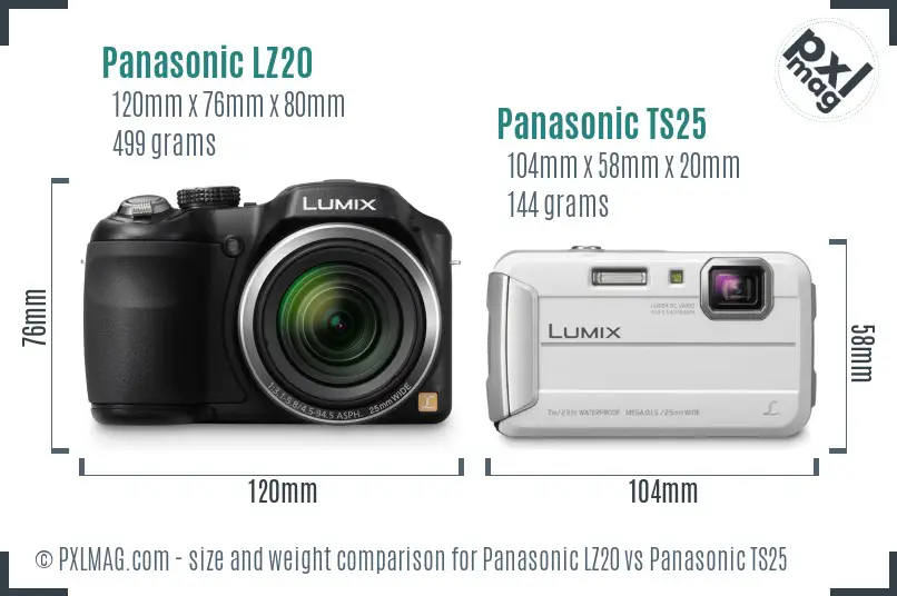 Panasonic LZ20 vs Panasonic TS25 size comparison