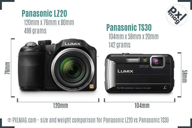 Panasonic LZ20 vs Panasonic TS30 size comparison