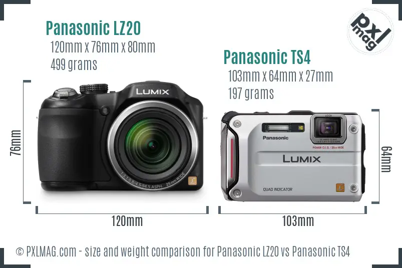 Panasonic LZ20 vs Panasonic TS4 size comparison