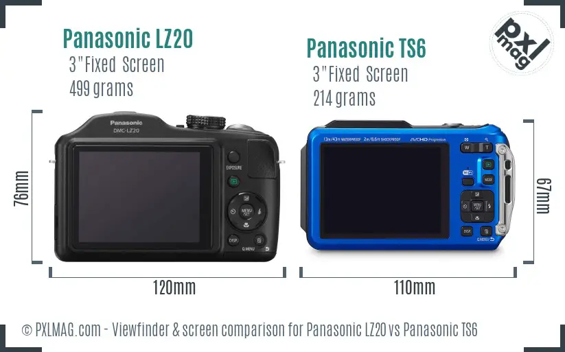 Panasonic LZ20 vs Panasonic TS6 Screen and Viewfinder comparison